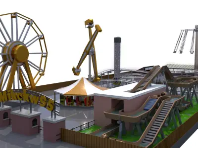 Low Poly Theme Park 3D model