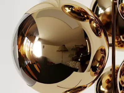 Mirror Ball Gold Stand Chandelier by Tom Dixon 3D model