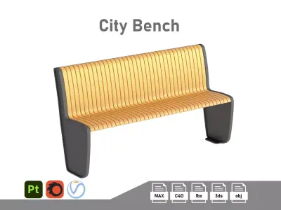 City Bench 08 Low-poly 3D model