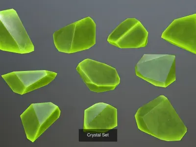 Crystal Set different colored glass pieces 3D Model Pack