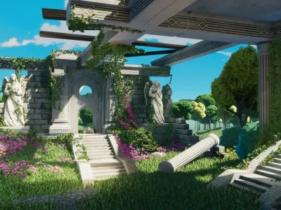 Stylized Castle Ruins Low-poly 3D model