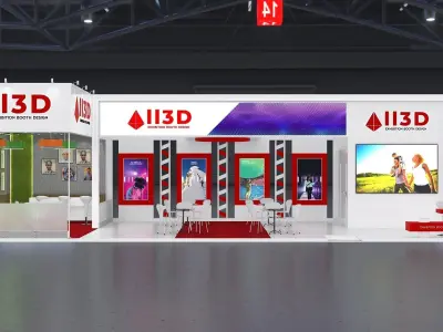 Exhibition Stand Stall Two Side Open 15X6 3D model