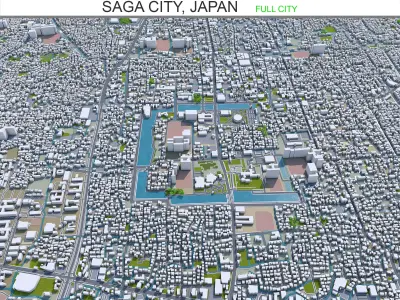 Saga City Japan 50km Low-poly 3D model