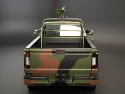 Generic Military Tactical Pickup with Machine Gun Low-poly 3D model