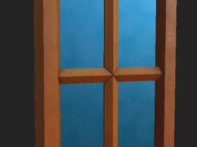 Window Lowpoly model wooden Free 3D model