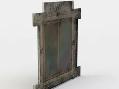 Window antique mirror with silver frame Low-poly 3D model