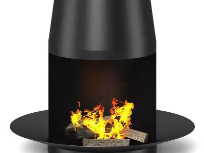 Round Metal Fireplace 1 3D model