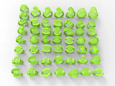 50 rings beautiful light weight ring 3D print model 3D print model