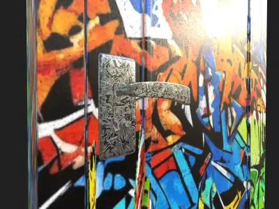 Colorful Graffiti Urban Street Art Style Door 3D model