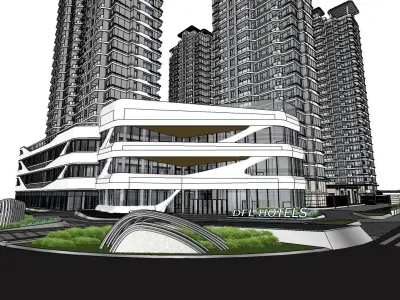 SHOPPING MALL ALONG WITH HOTEL BUILDING 3D model