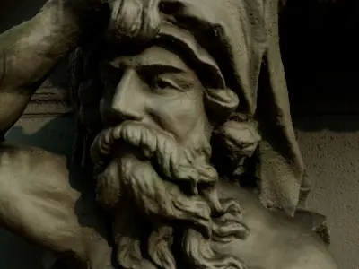 statues in house front 3D model