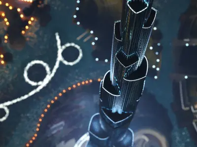 Dubai downtown - detailed with lighting setup 3D model