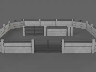 PBR Gate and Wall 4 Low-poly 3D model
