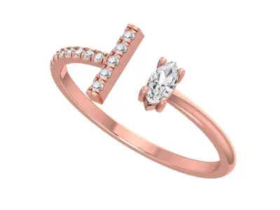 Solitaire Women Marquise Stone Band Ring 3D print model