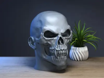 Robot skull human Headphone Stand 3D print model buy