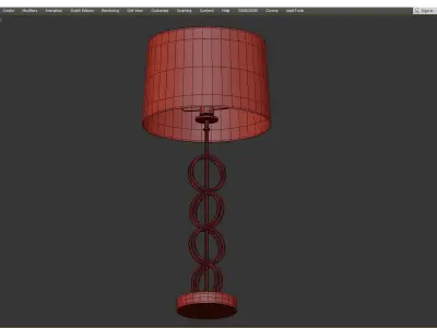 Decorative Polished Nickel Table Lamp With Black Fabric Shade Low-poly 3D model