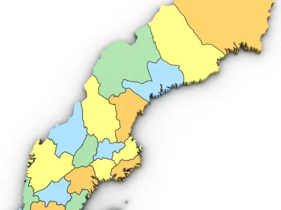 3D Political Map of Sweden 3D model