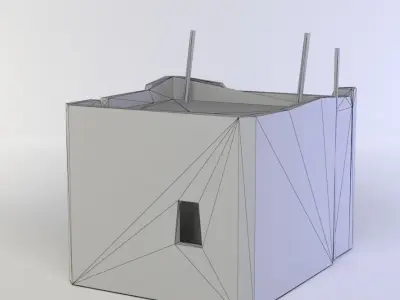 Building old with stairs and door Low-poly 3D model