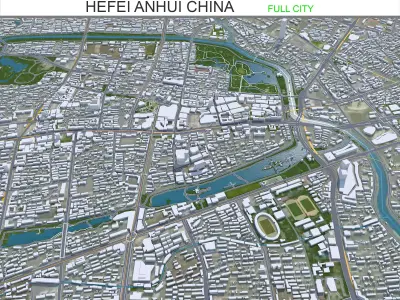 Hefei Anhui China 70km AI Low-poly 3D model