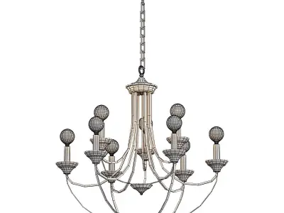 lazzaro chandelier with six lights and metal frame 3D model
