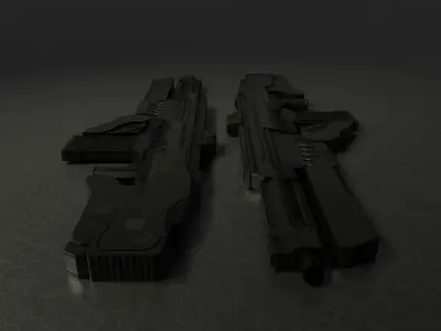 Sci-Fi Assault Rifle - Low-poly and High-poly 3d Model Low-poly 3D model