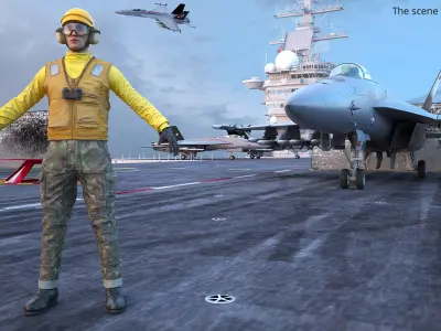  Flight Deck Marshal with Camouflage Pants Yellow 