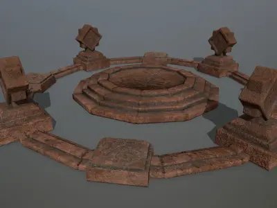 temple 3 circular stone structure Low-poly 3D model