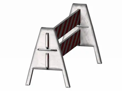 Triangle feeted short strip traffic barrier Low-poly 3D model