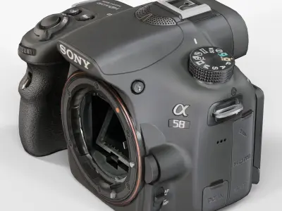 Sony SLT-A58 DSLR camera Low-poly 3D model
