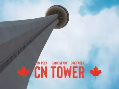 Cn Tower 3d model - Low Poly Game ready Low-poly 3D model