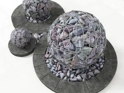 Street gabion sphere decor 3D model