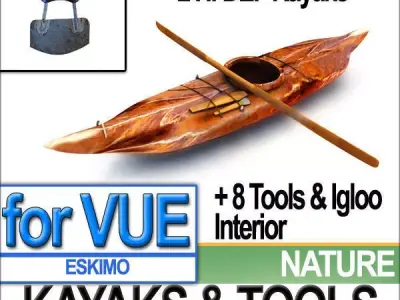 Eskimo Kayaks and Igloo Tools Package 3D model