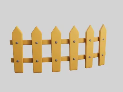 Cartoon Fence 5 Low-poly 3D model