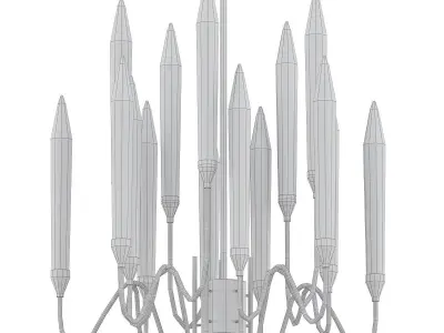 melvin brass chandelier with clear glass rods 3D model