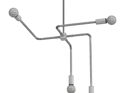 odder three light chandelier - gold 3D model