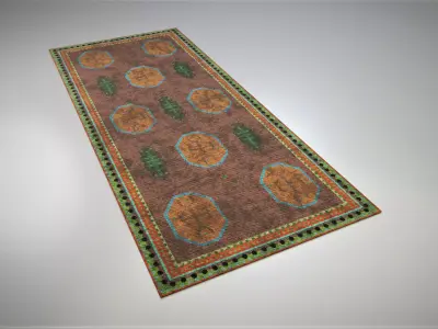 Worn Colorful Traditional Rug Low-poly 3D model