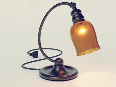 Old Noir Style Desk Lamp - Working Light-bulb -  Low-poly 3D model