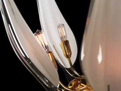Iris Leaves - chandelier in Murano glass and brass by Seguso 3D model