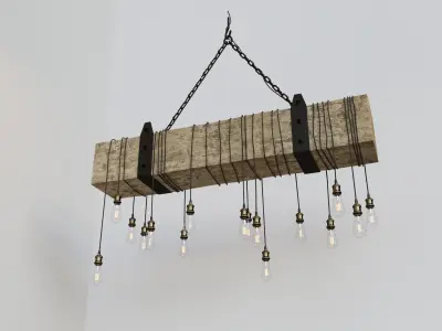 Wooden Light Chandelier 3D model