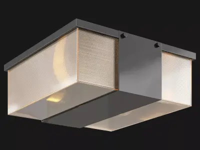 Square GlassShade Flush Mount 3D model