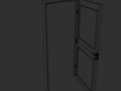 Wooden Door with frame hinges and lock Free low-poly 3D model
