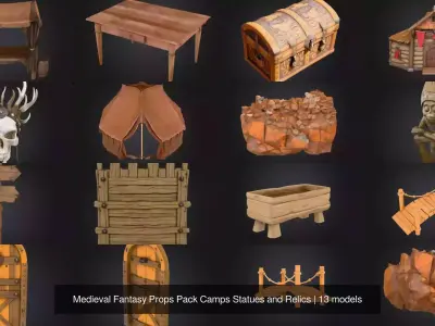 Medieval Fantasy Props Pack Camps Statues and Relics