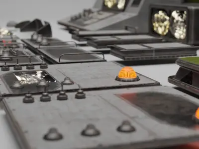 Modular Control Room Low-poly 3D model