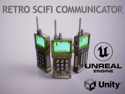 PBR Retro Sci-Fi Communicator Low-poly 3D model