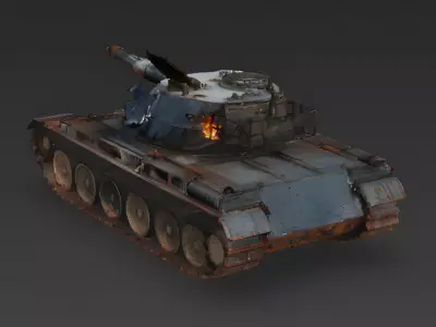 Post-Apocalyptic Battle Tank 3D Model Low-poly 3D model