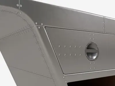 Metal Desk with Drawer 01 3D model