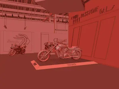 motorcycle store exhibition stand  Low-poly 3D model