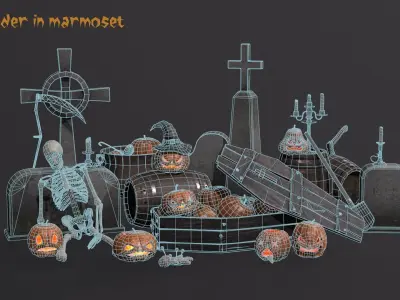 Halloween pack Low-poly 3D model