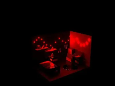 Small room with Red Light 3D model