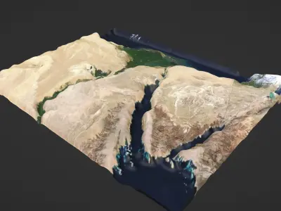 Egypt and the Nile River Map Topography Low-poly 3D model